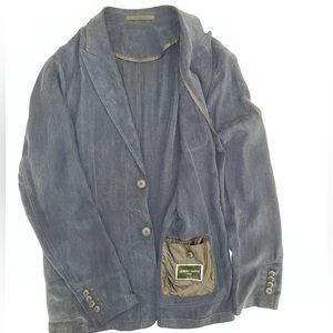 Icon single-breasted jacket in cupro navy blue Medium